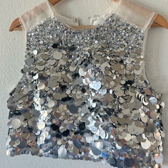 Aje Celeste Sequin Shell Top & Cherie Mini Skirt Set in Silver - Picture 3 of 11
